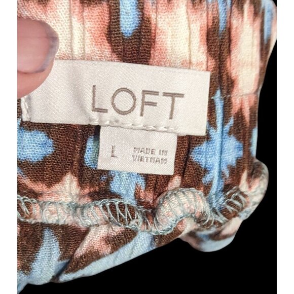 Loft Cottagecore Blue Brown And Pink Abstract Maxi Skirt - Picture 3 of 6